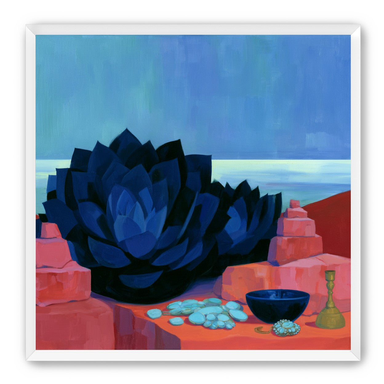 Blue flower in red light