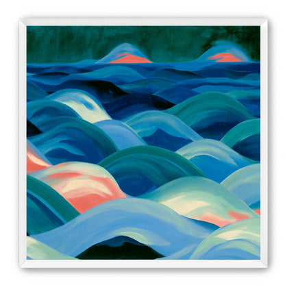 Pink light among blue waves