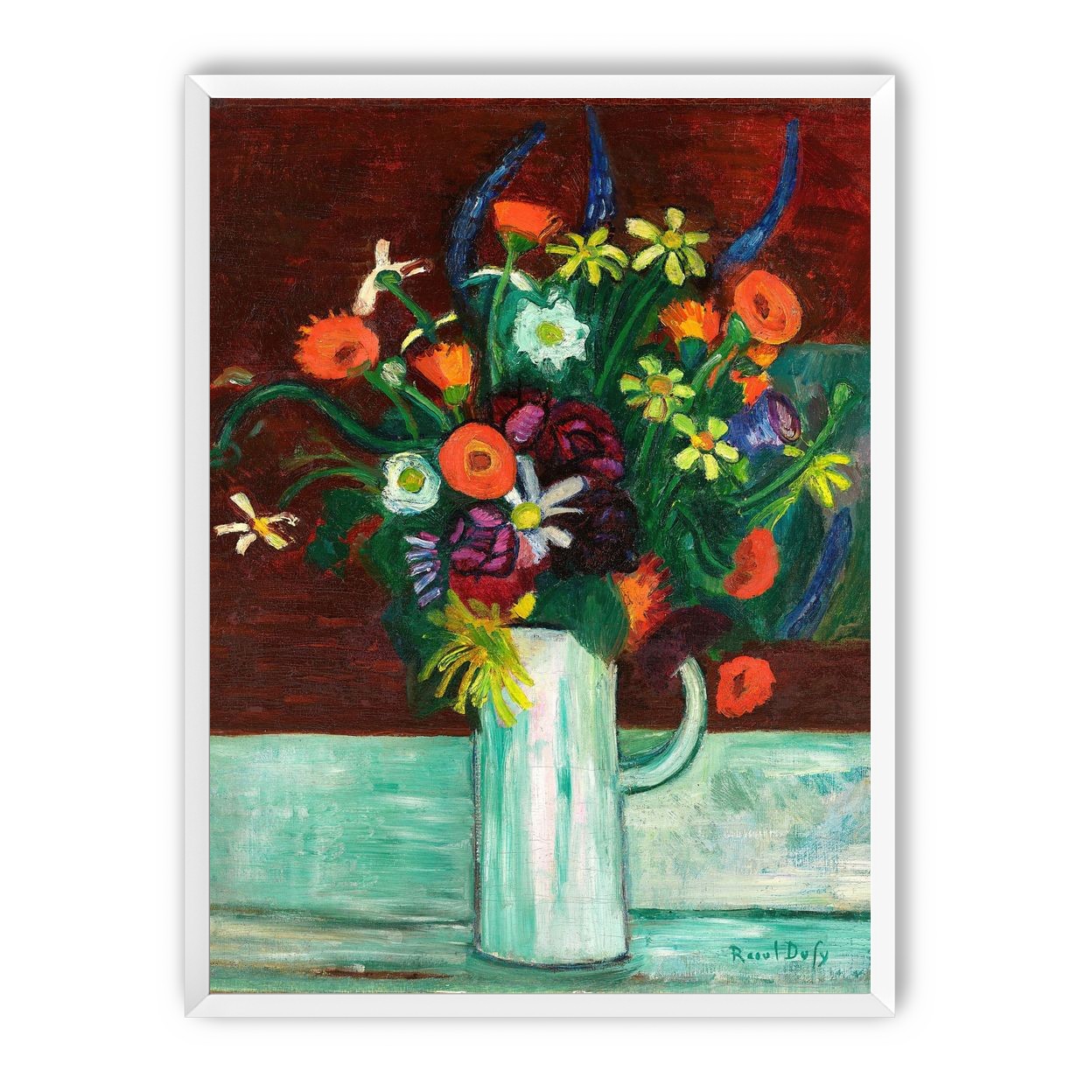 Flowers above the green table