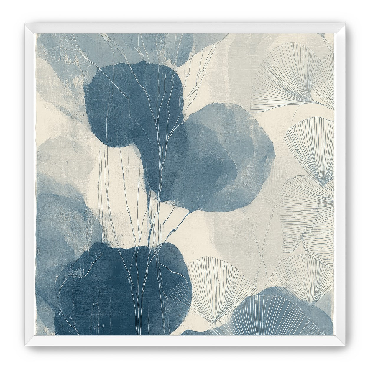 Ginkgo fans among round leaves