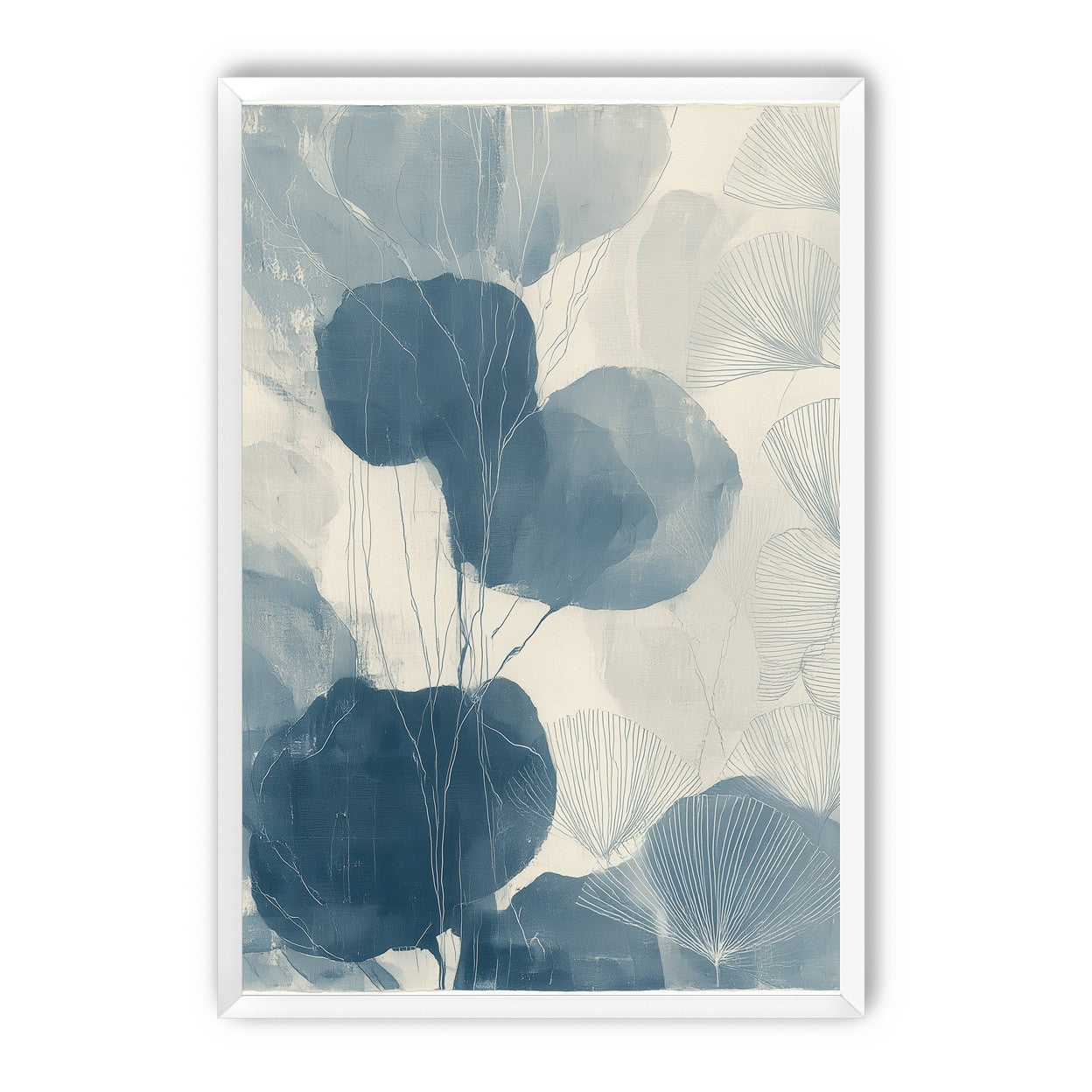 Ginkgo fans among round leaves