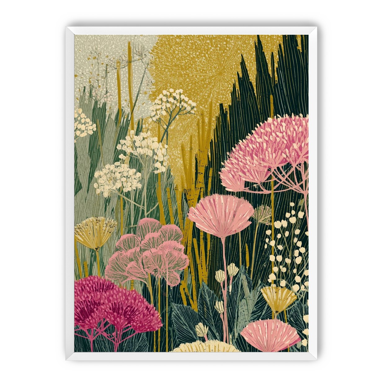 Wildflowers pressing into dusk
