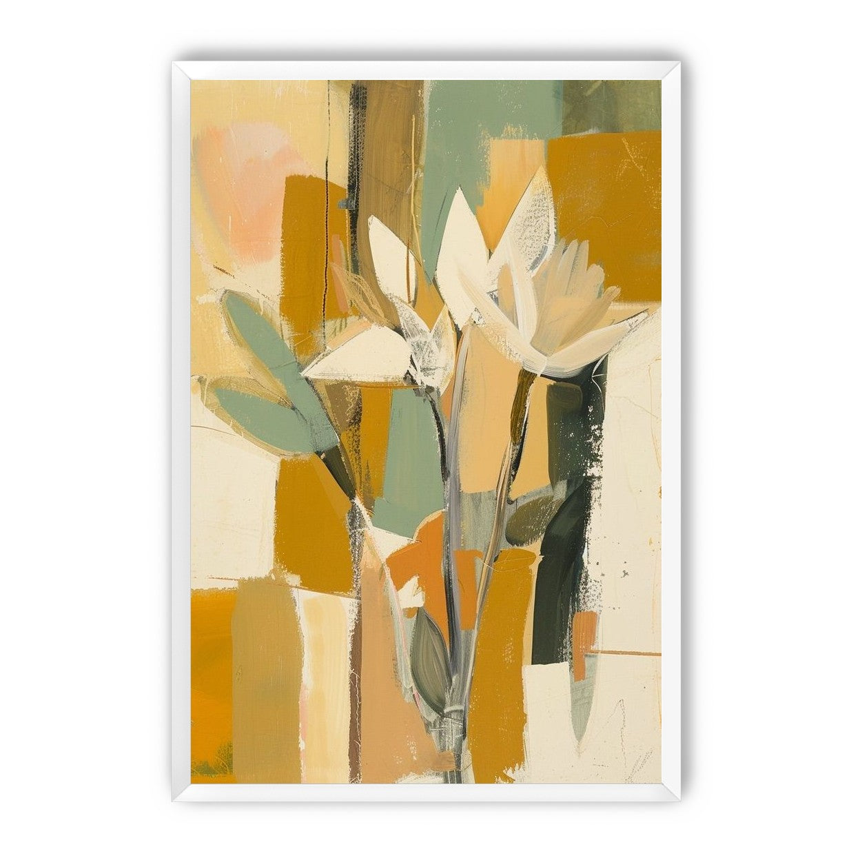 White flowers in ochre light