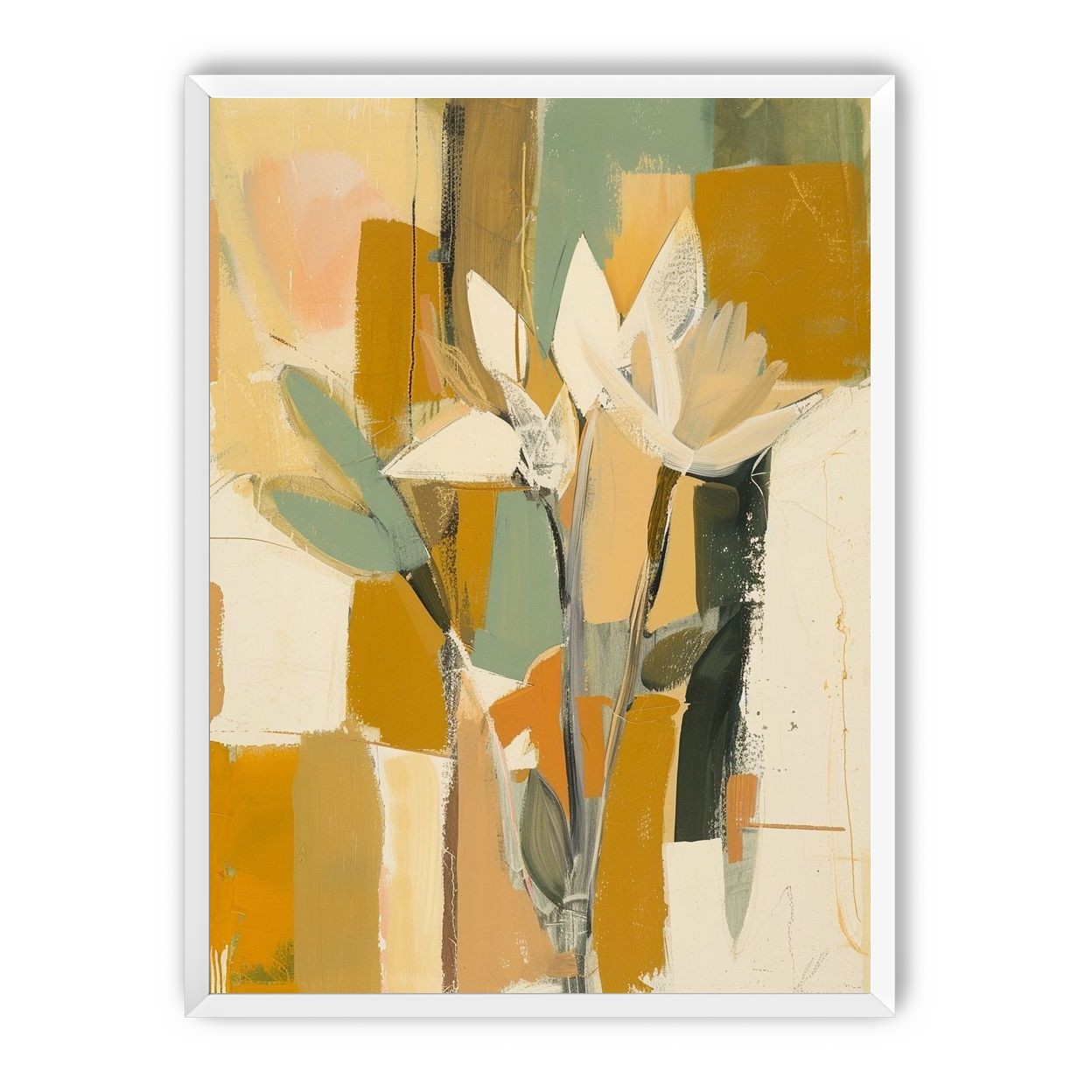 White flowers in ochre light