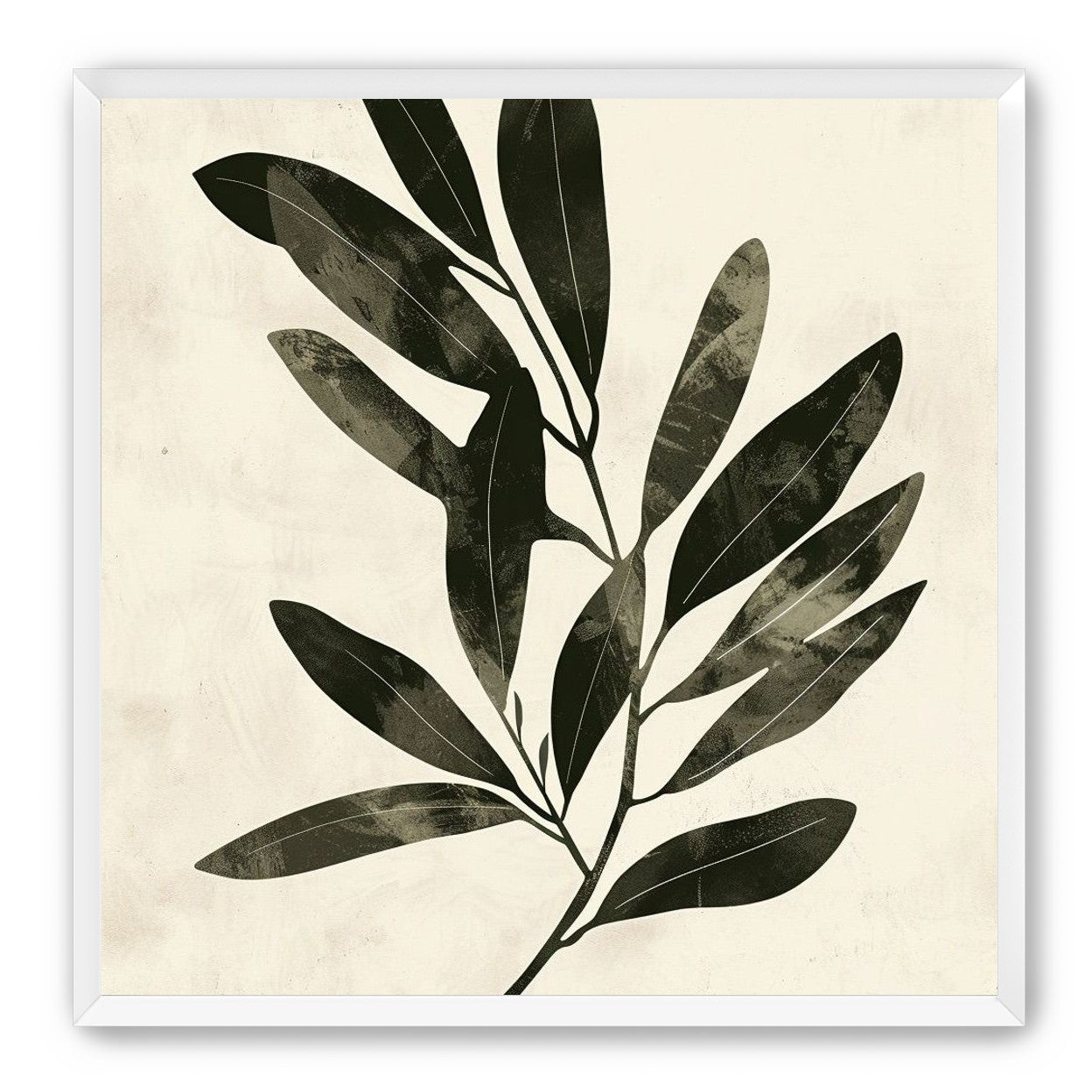 Charcoal leaves on ivory paper