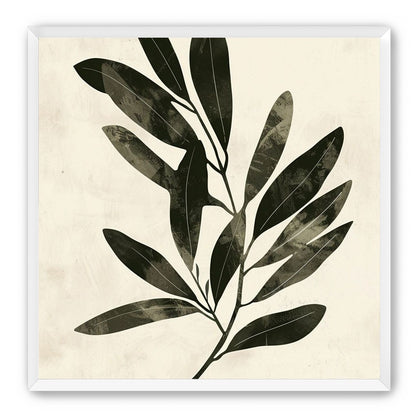Charcoal leaves on ivory paper