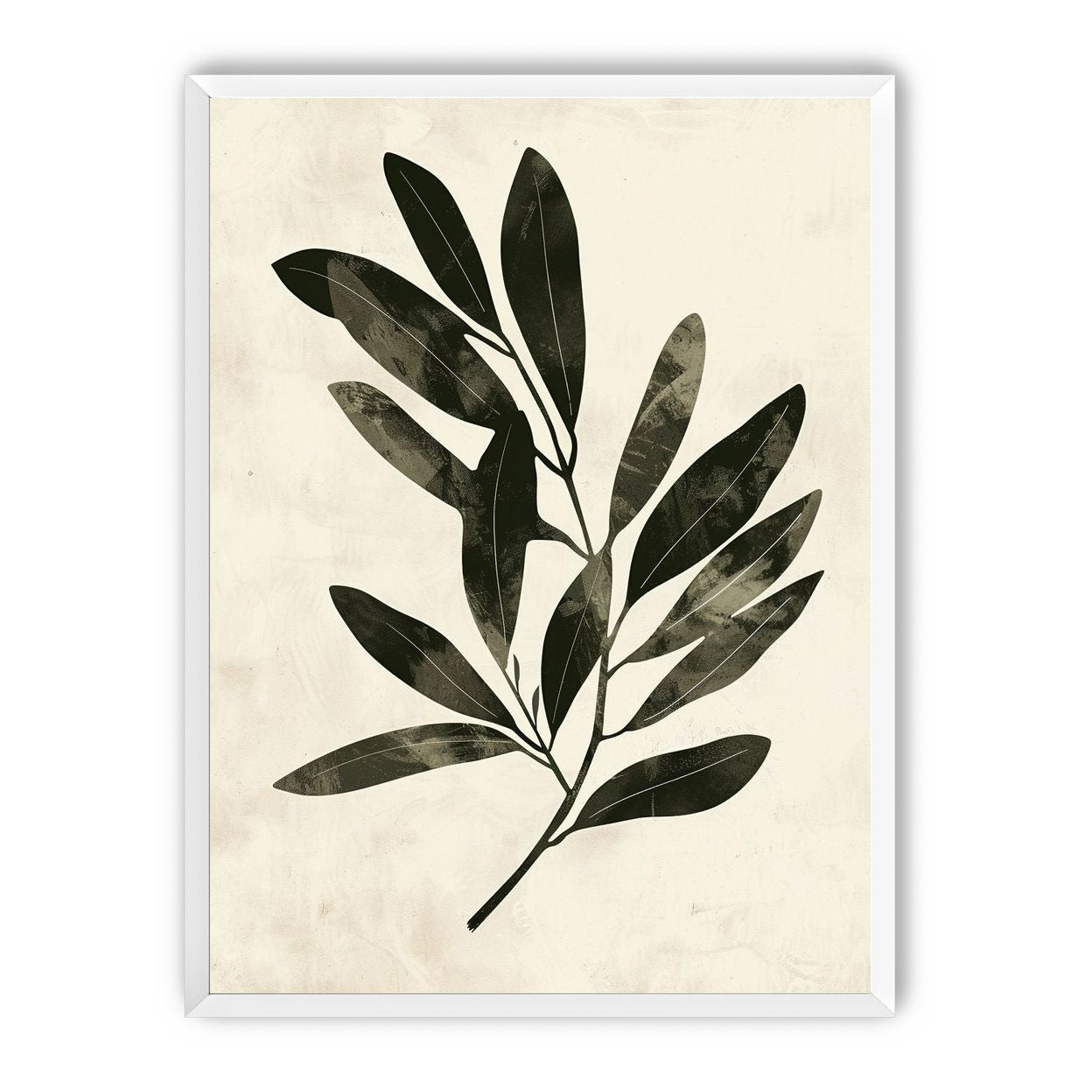 Charcoal leaves on ivory paper