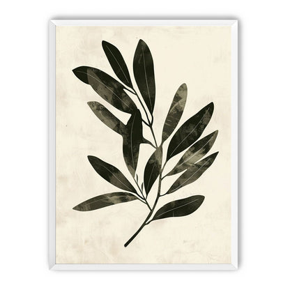 Charcoal leaves on ivory paper