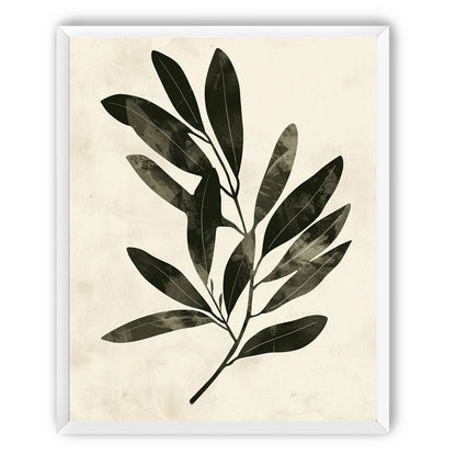 Charcoal leaves on ivory paper