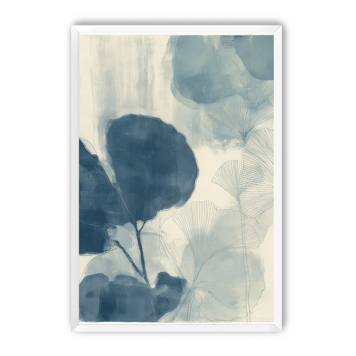 Indigo leaves on cream paper