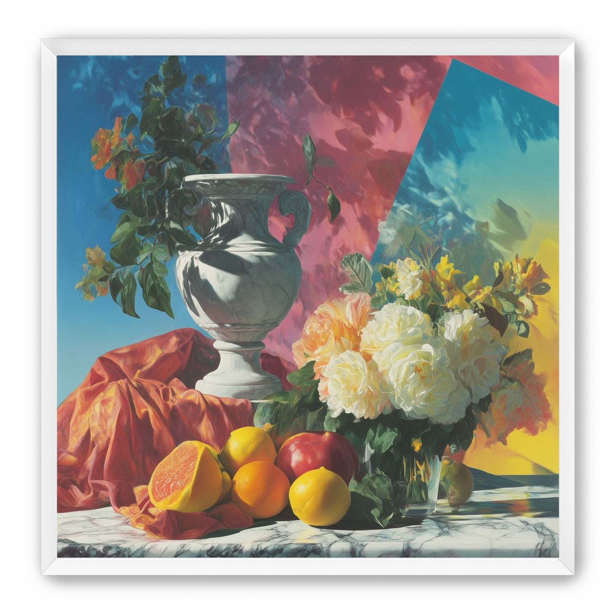Urn and roses in hard light