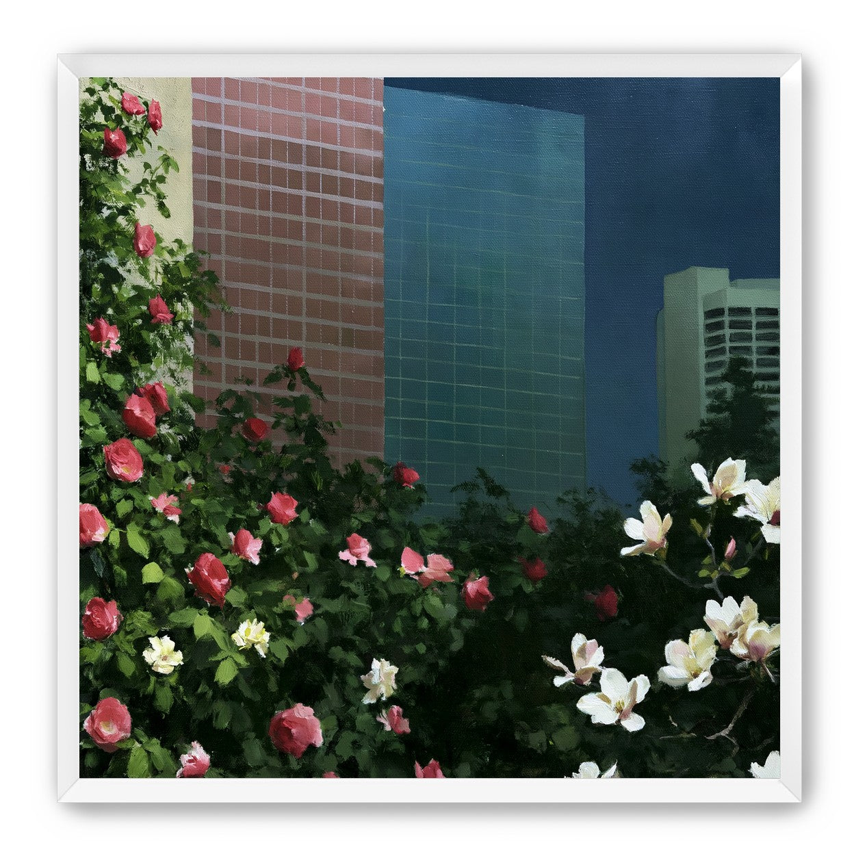 Flowers at the foot of towers