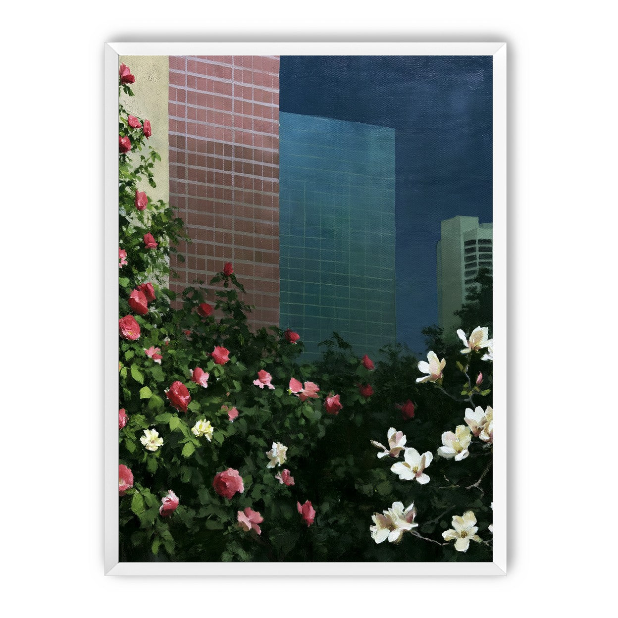 Flowers at the foot of towers
