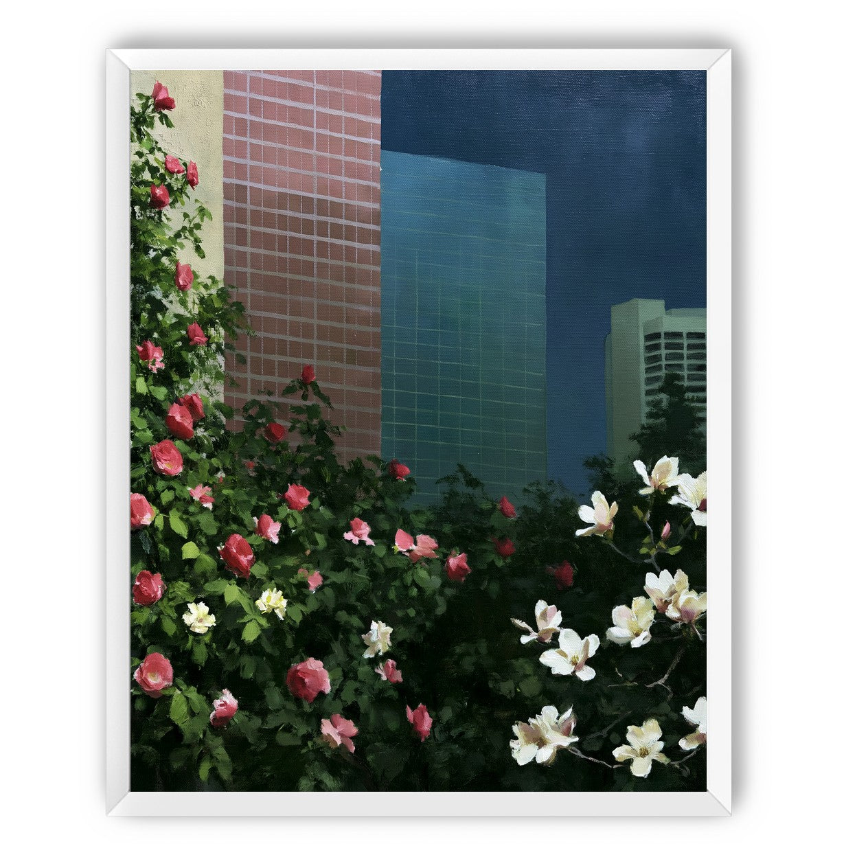 Flowers at the foot of towers