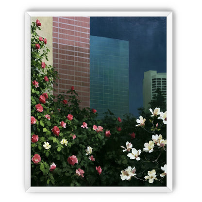 Flowers at the foot of towers