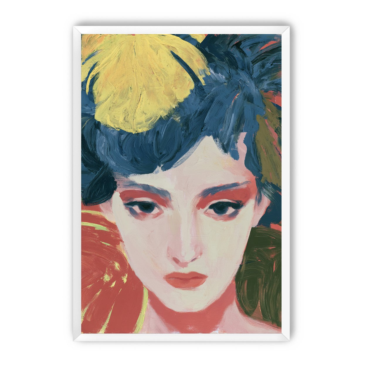 Yellow weight over her gaze