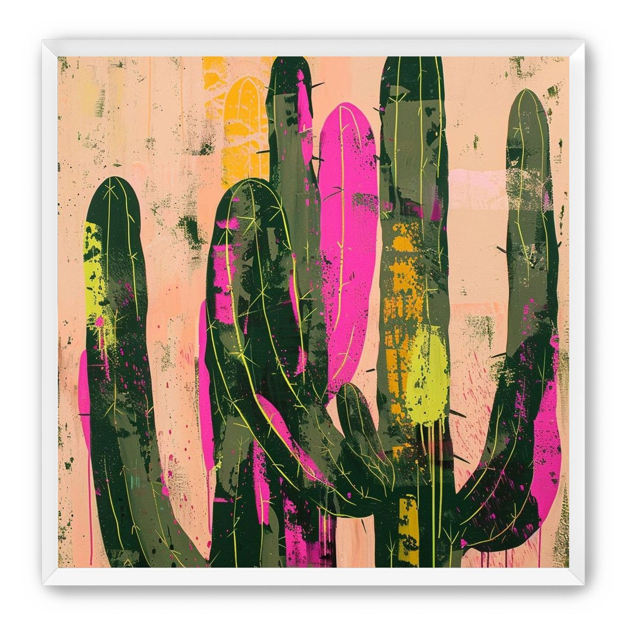 Neon pink on cactus green