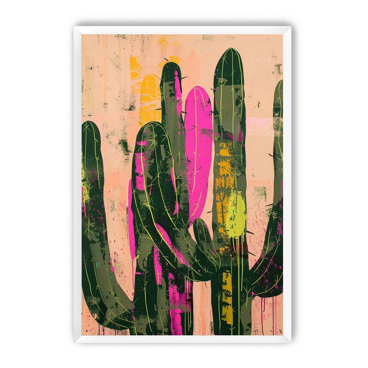 Neon pink on cactus green