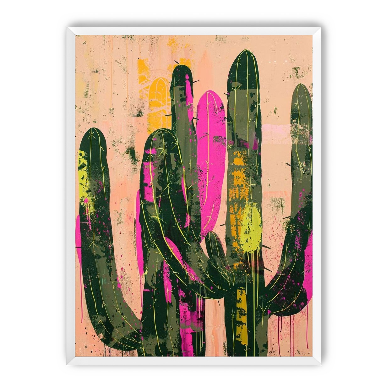 Neon pink on cactus green
