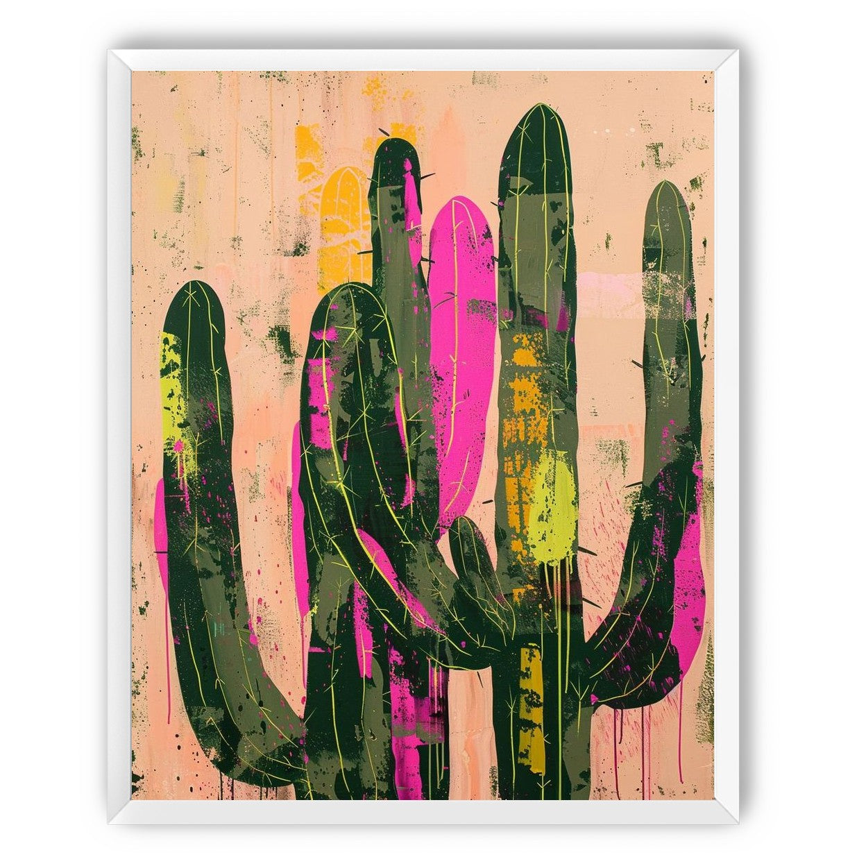Neon pink on cactus green