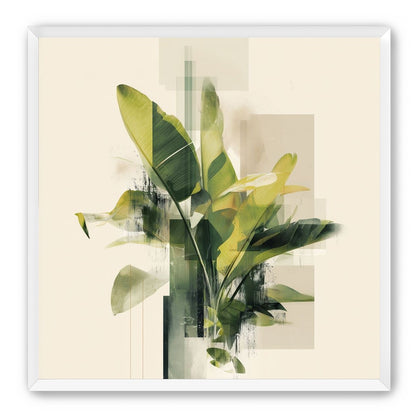 Green leaves among glassy blocks