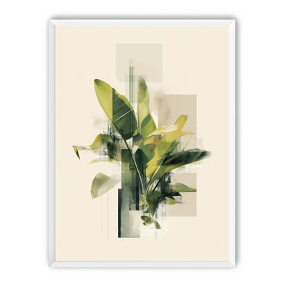 Green leaves among glassy blocks