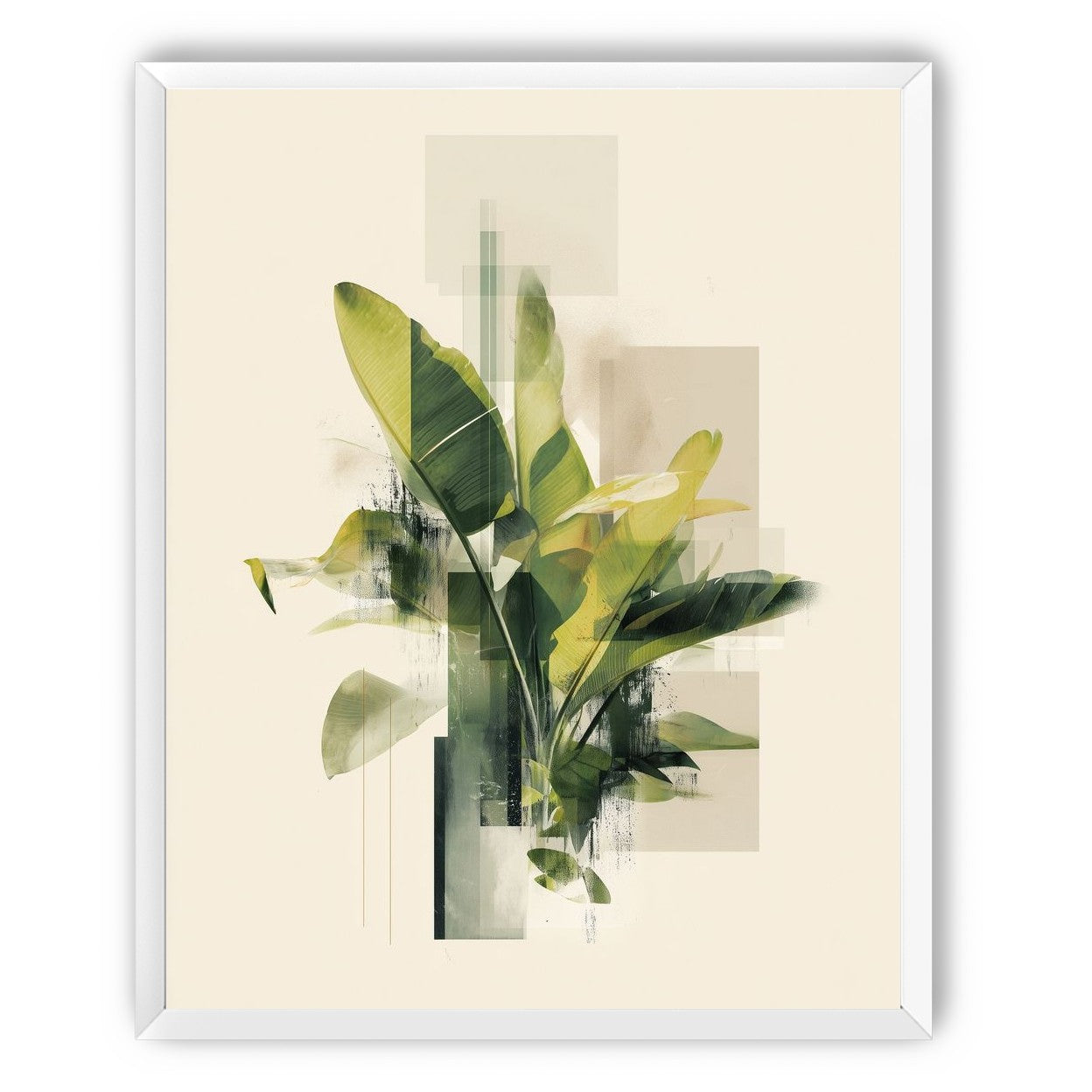 Green leaves among glassy blocks