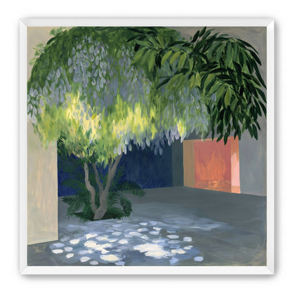 Spotted light under blossoms