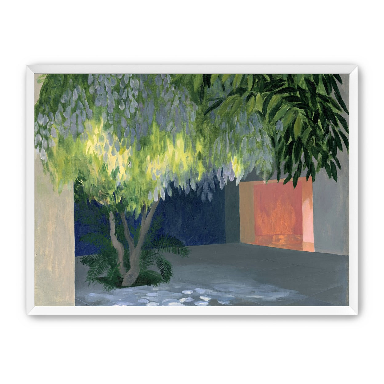 Spotted light under blossoms