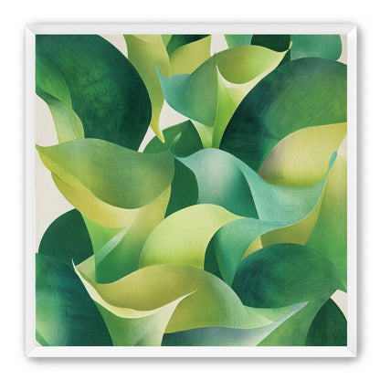 Overlapping curled green leaves