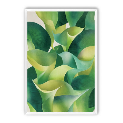 Overlapping curled green leaves