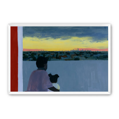 City lights beyond the parapet