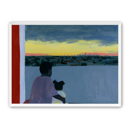 City lights beyond the parapet