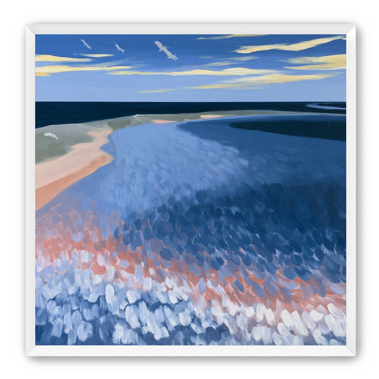 Pale sand in blue water