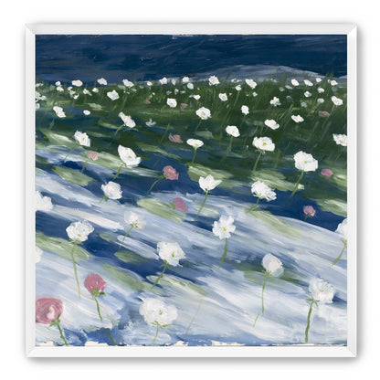 White flowers in wind streaks