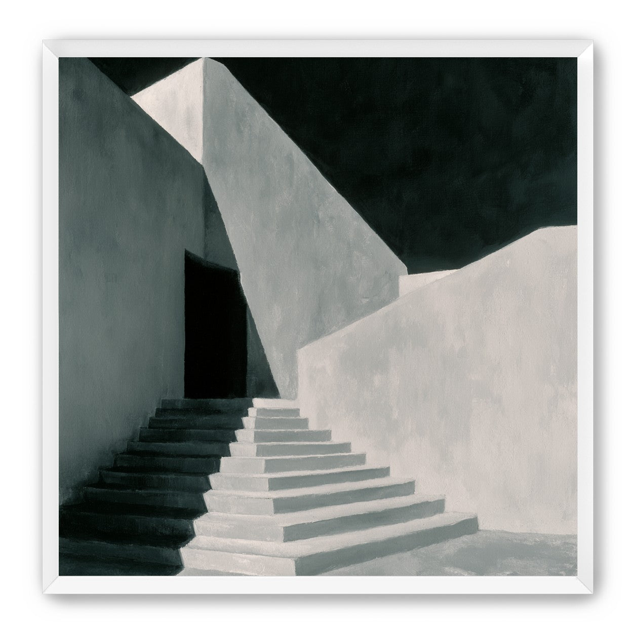 Stairs into the black doorway