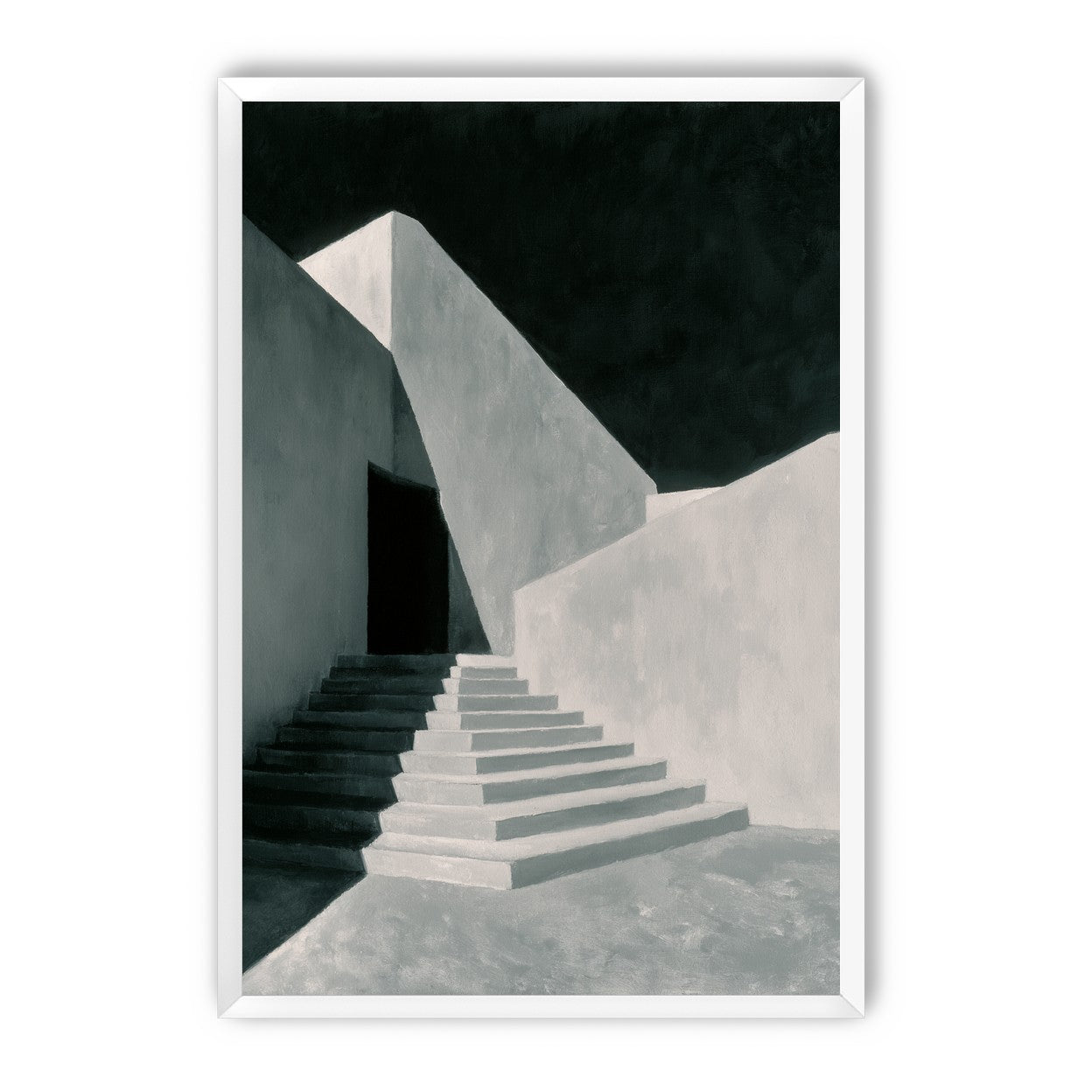 Stairs into the black doorway