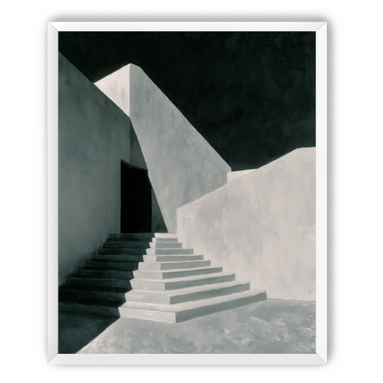 Stairs into the black doorway