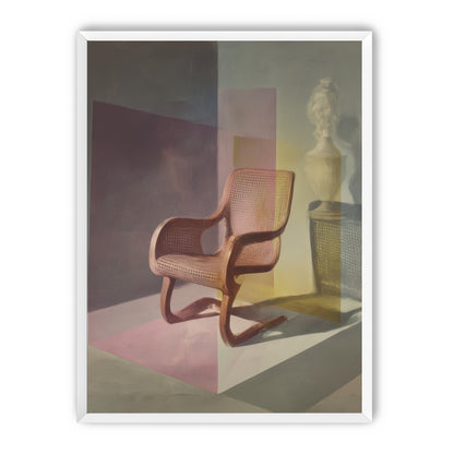 Cane chair within color panes