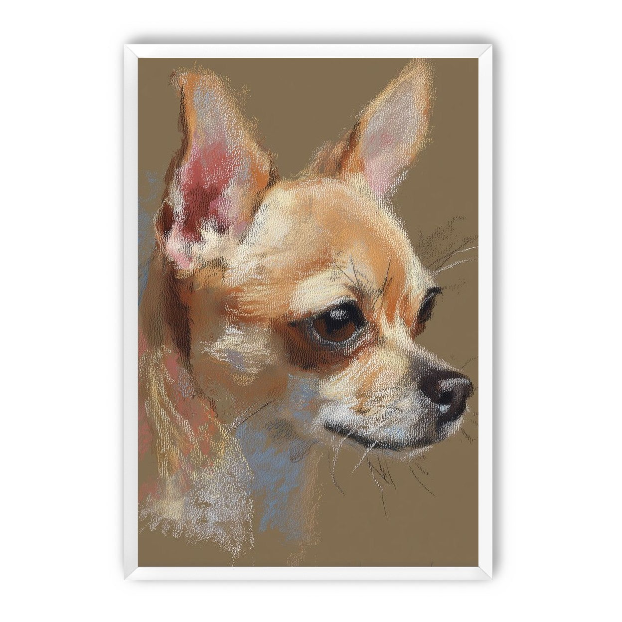 Pastel dog in profile