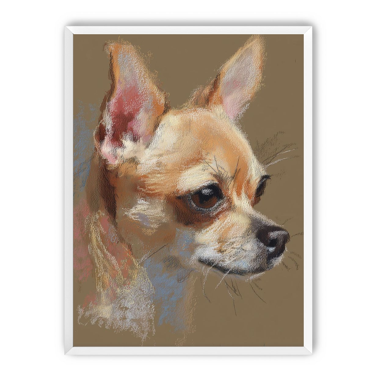 Pastel dog in profile