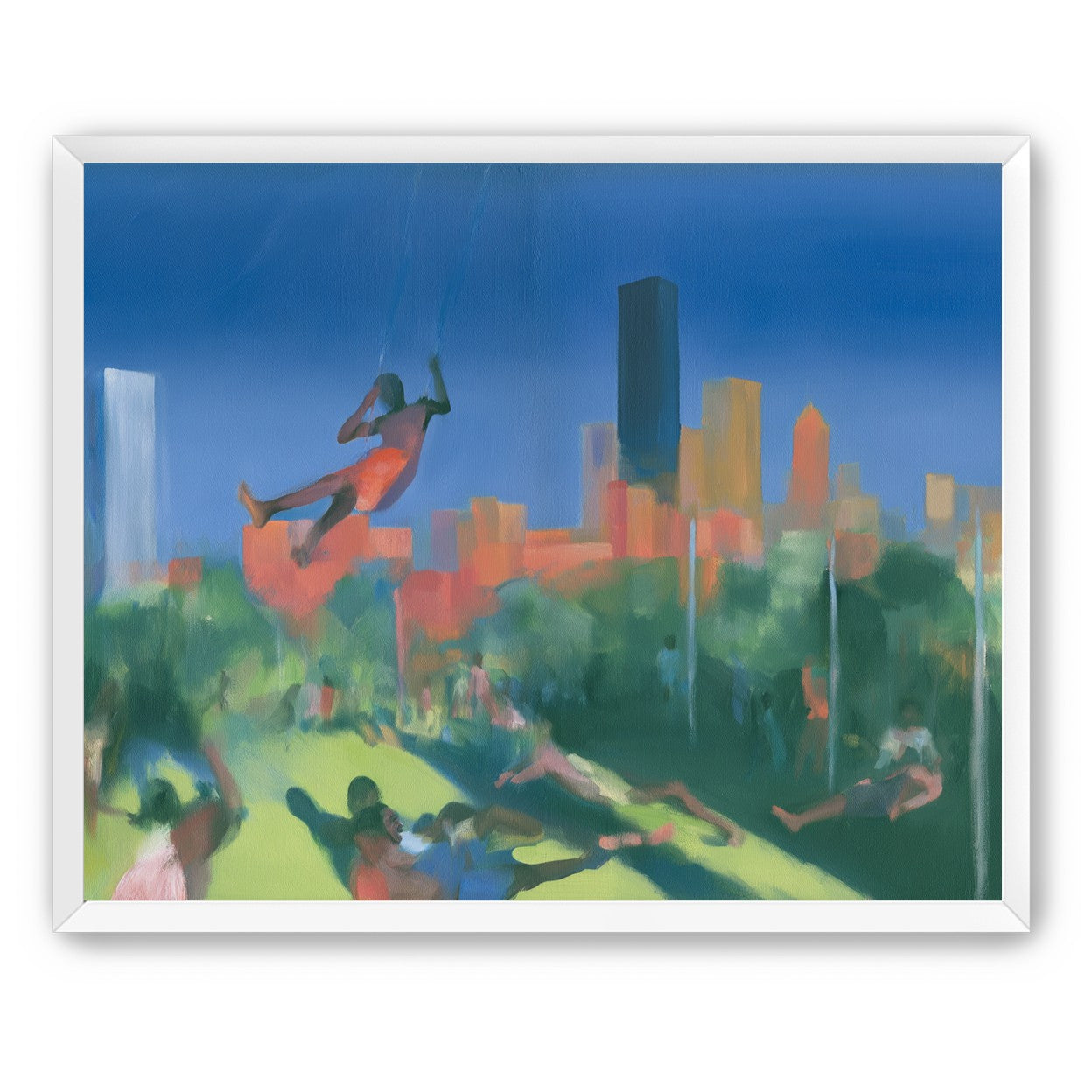 Swinging over the city park
