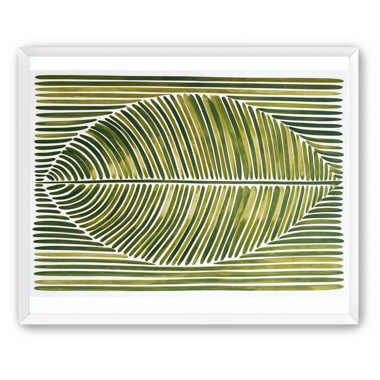 Palm frond in green bands