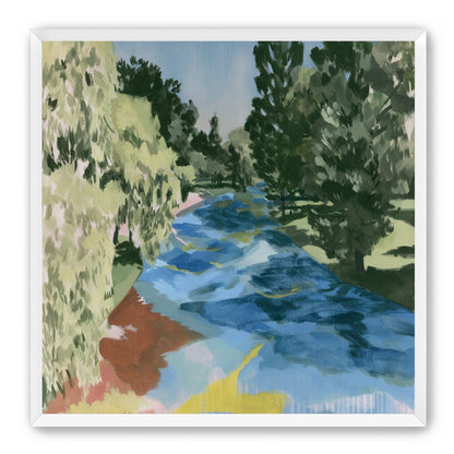 Blue bend under pines