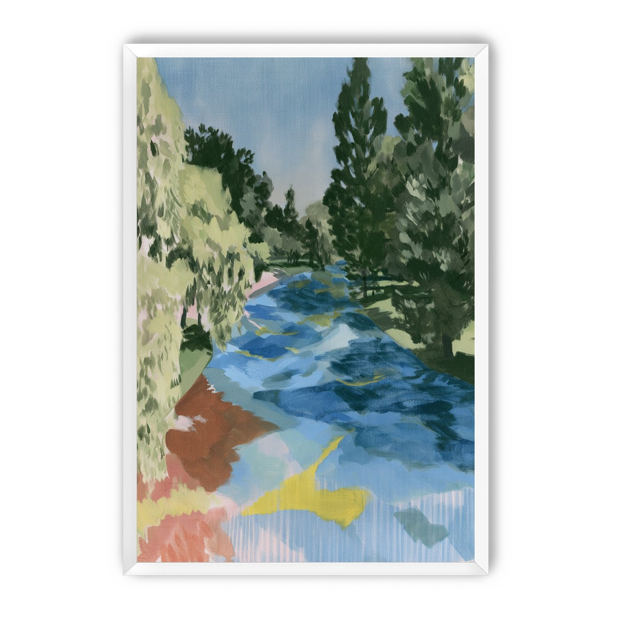 Blue bend under pines