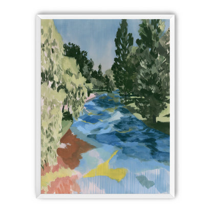 Blue bend under pines