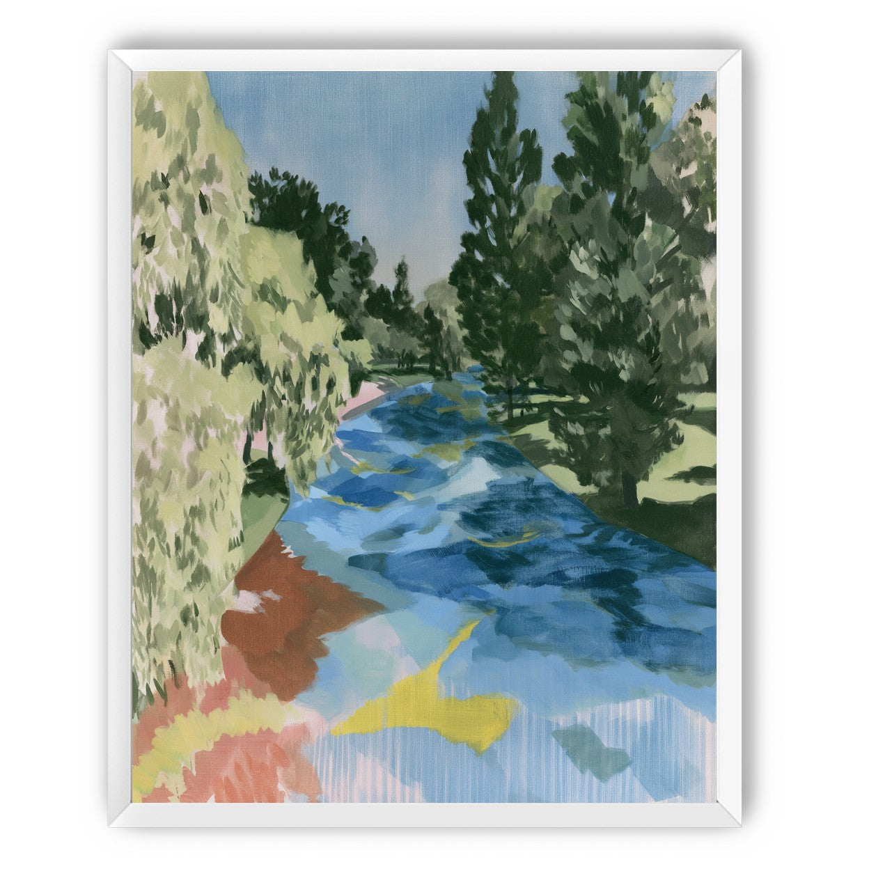 Blue bend under pines