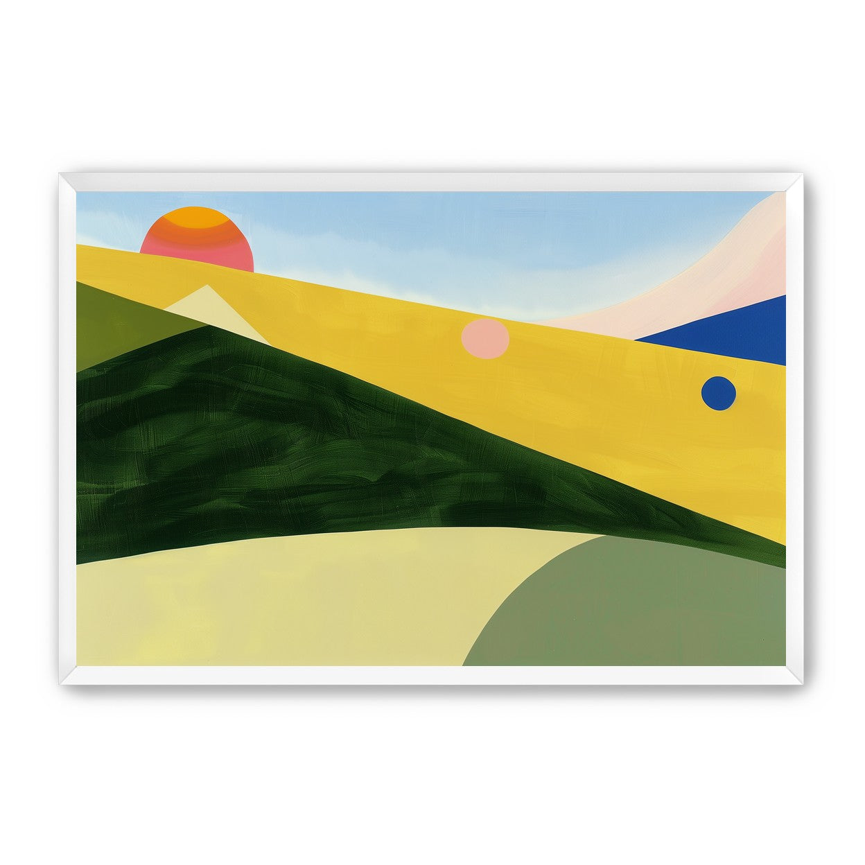 Three suns over rolling hills