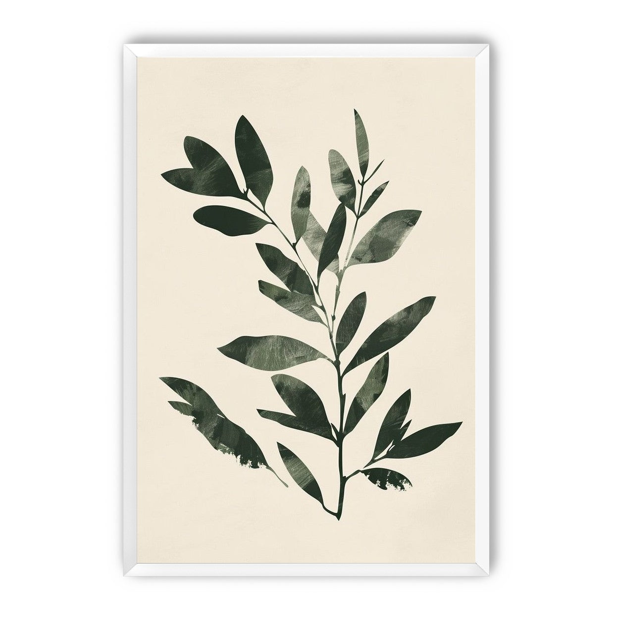 Dark green leaves on cream