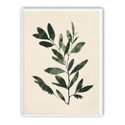 Dark green leaves on cream